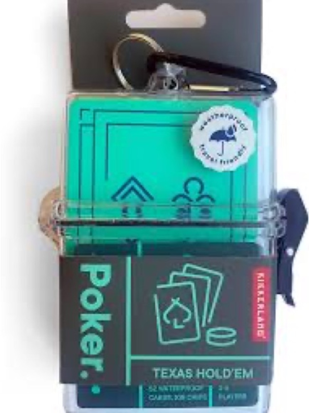 Kikkerland Teal Poker Card Case with Keyring